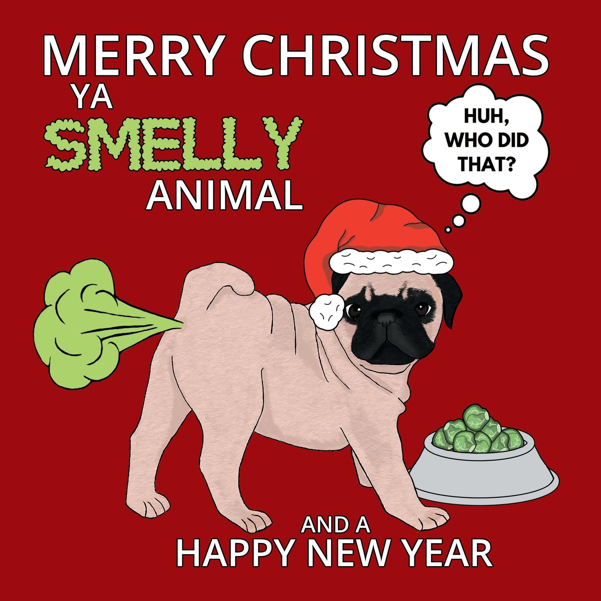 Smelly Pug Christmas Confetti-exploding Greetings Card – Boomf