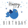 Cute Lovely Blue Bird Happy Birthday Confetti-exploding Greetings Card