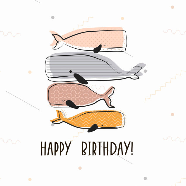 Happy Birthday Whales Confetti-exploding Greetings Card