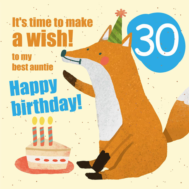 Happy 30th Birthday Auntie Fox Confetti-exploding Greetings Card