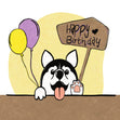 Husky Dog With Balloons Happy Birthday Confetti-exploding Greetings Card