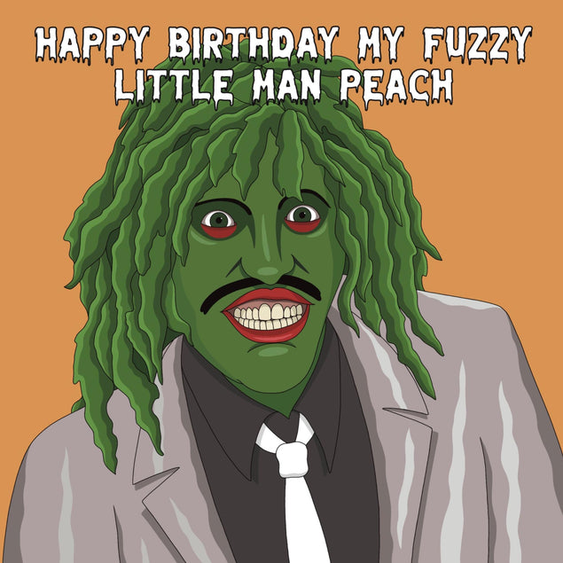 Old Gregg Mighty Boosh Fuzzy Man Peach Birthday Confetti-exploding Greetings Card