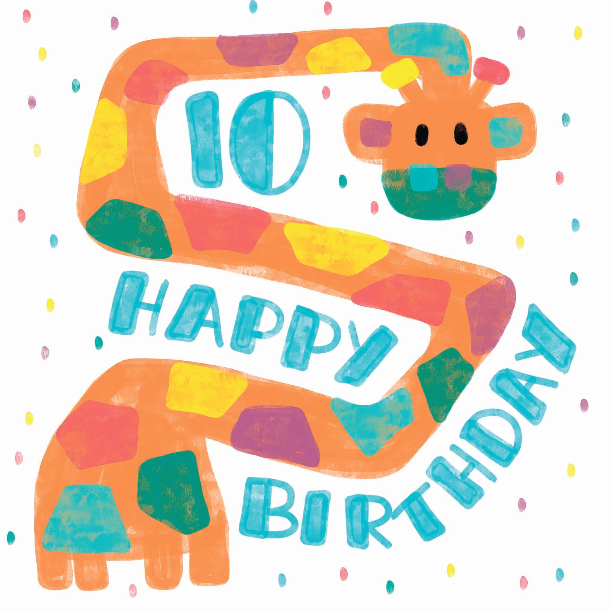 Happy 10th Birthday Giraffe Confetti-exploding Greetings Card – Boomf