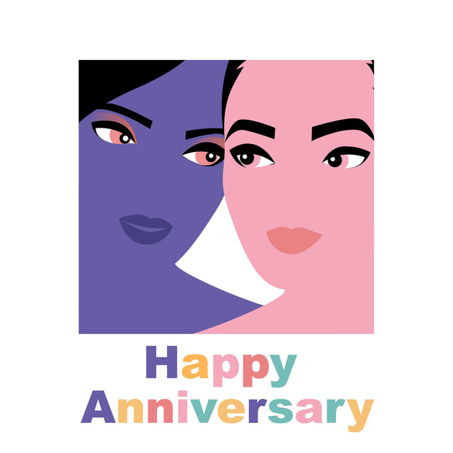 Happy Anniversary Two Girls LGBTQ+ Confetti-exploding Greetings Card