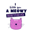 I Wish You A Meowy Birthday Cute Purple Cat Confetti-exploding Greetings Card