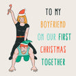 Merry First Christmas Boyfriend Cute Couple Confetti-exploding Greetings Card