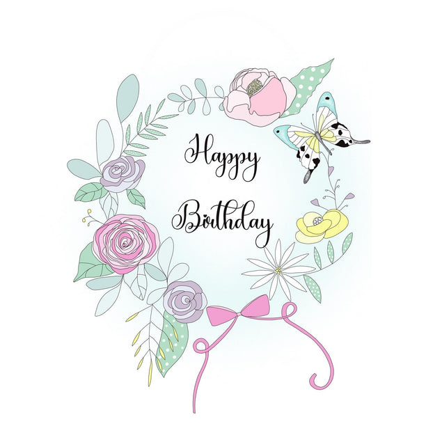 Happy Birthday Floral Wreath Confetti-exploding Greetings Card
