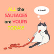 Happy Birthday Cat Eating Sausages Confetti-exploding Greetings Card