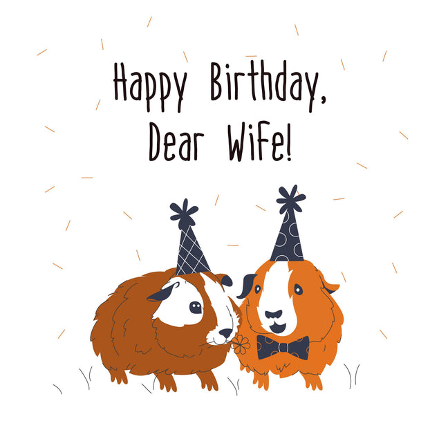 Cute Guinea Pigs Happy Birthday Wife Confetti-exploding Greetings Card