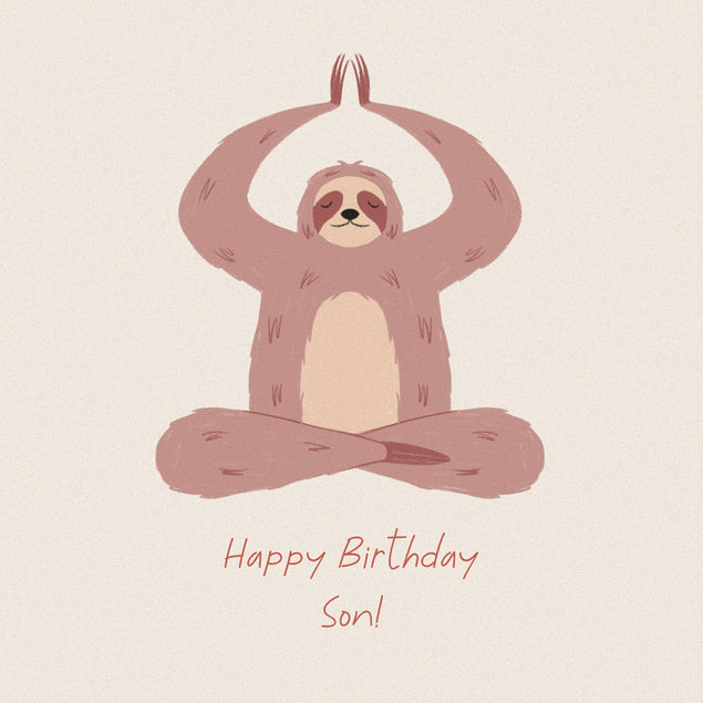 Happy Birthday Son Sloth Doing Yoga Confetti-exploding Greetings Card