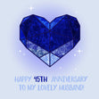 Happy 45th Anniversary Husband Blue Crystal Heart Confetti-exploding Greetings Card