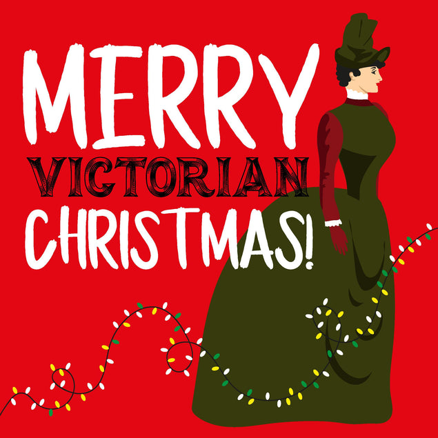 Merry Victorian Christmas Red Background Confetti-exploding Greetings Card