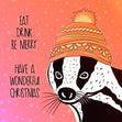 Merry Christmas Funny Badger Confetti-exploding Greetings Card