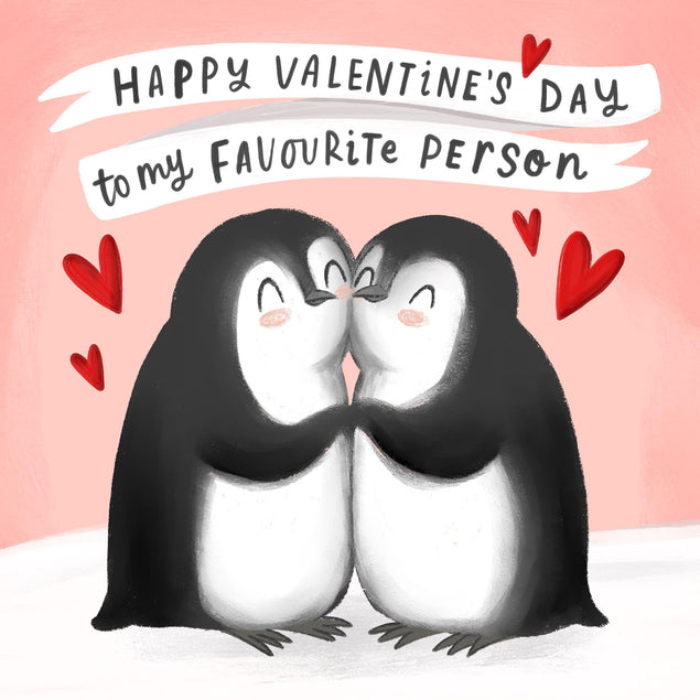 Hapy Valentine's Day To My Favourite Person Charming Penguins Confetti-exploding Greetings Card