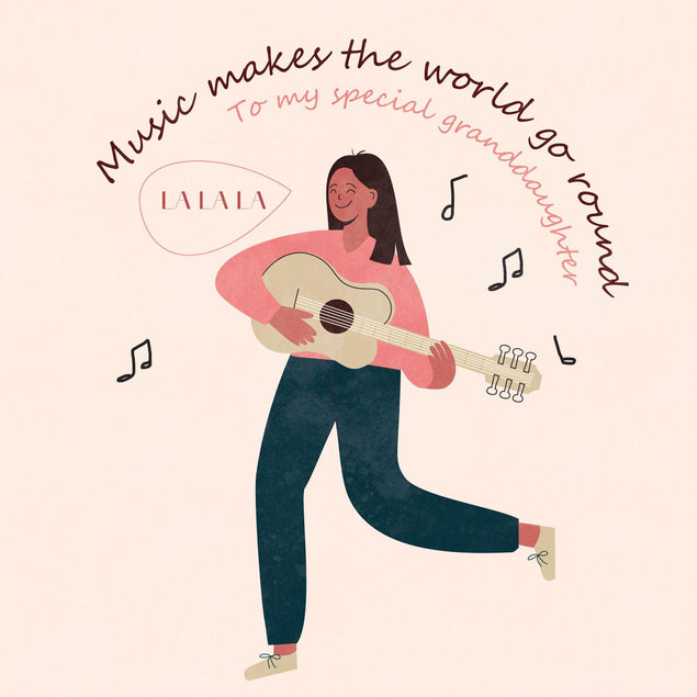 For Granddaughter Music Confetti-exploding Greetings Card