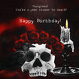 Happy Birthday Spooky Skull A Crow And A Candle Confetti-exploding Greetings Card