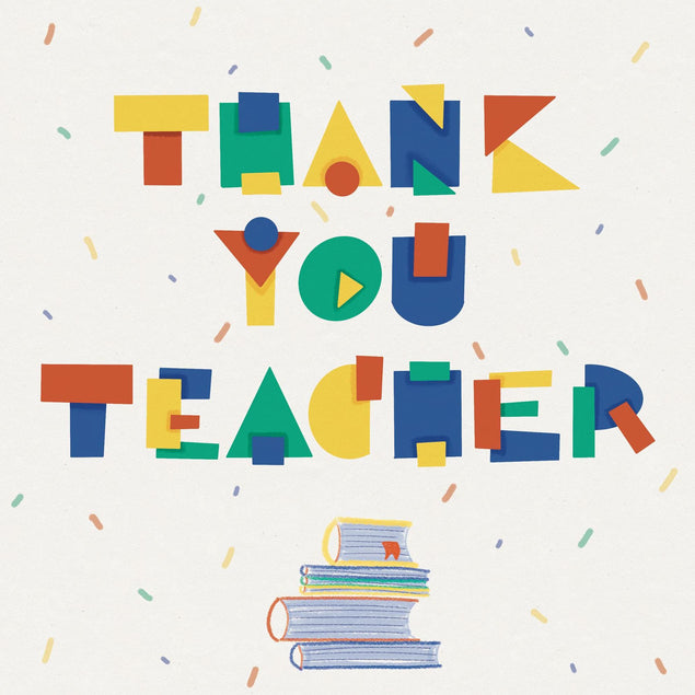 Thank You Teacher Confetti-exploding Greetings Card
