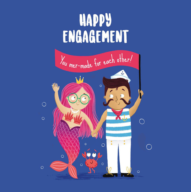 Mer-Maid For Each Other Engagement Confetti-exploding Greetings Card