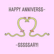 Anniversary Lesbian Snake Couple Confetti-exploding Greetings Card