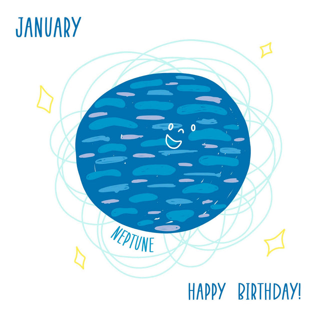 Planets Happy January Birthday Confetti-exploding Greetings Card