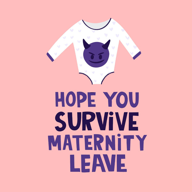 Babygrow Devil Maternity Leave Confetti-exploding Greetings Card
