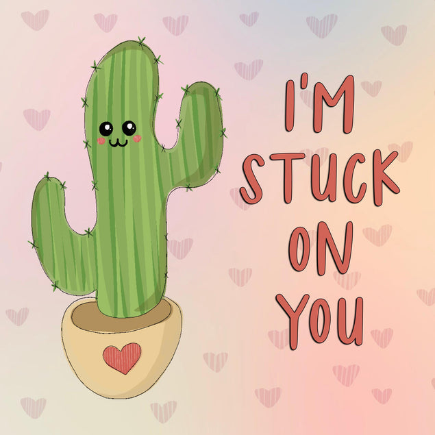 I'm Stuck On You Cute Cactus Valentine's Day Confetti-exploding Greetings Card