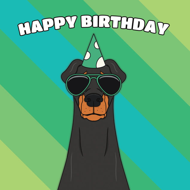 Cool Dobermann Dog Birthday Confetti-exploding Greetings Card
