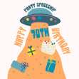 Party Spaceship Happy 70th Birthday Confetti-exploding Greetings Card