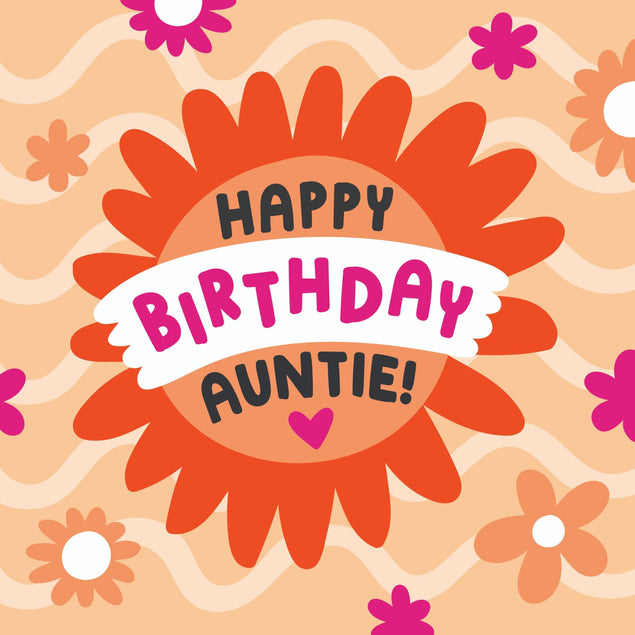 Happy Birthday Auntie Beautiful Flowers Confetti-exploding Greetings Card