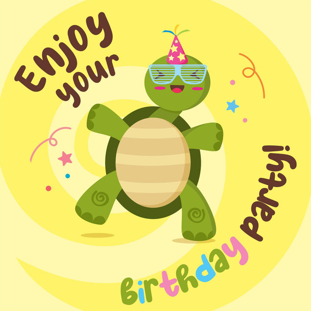 Beach Turtle Happy Birthday Confetti-exploding Greetings Card