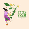 Happy 30th Birthday Granddaughter Cute Lady In Flowers Confetti-exploding Greetings Card
