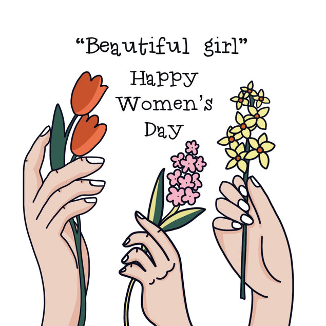 Beautiful Girl Flowers International Women's Day Confetti-exploding Greetings Card