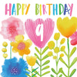 Delicate Flowers Happy 9th Birthday Confetti-exploding Greetings Card