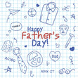 Happy Father's Day Doodle Blue Confetti-exploding Greetings Card