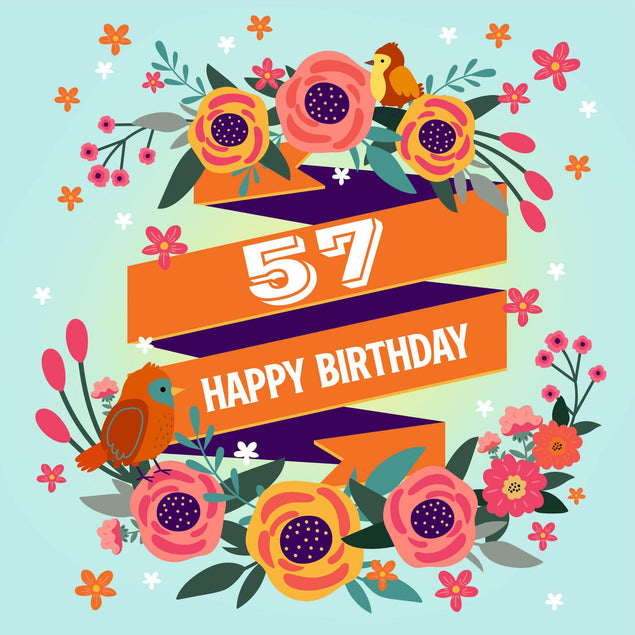 Happy Birthday Birds 57 Confetti-exploding Greetings Card