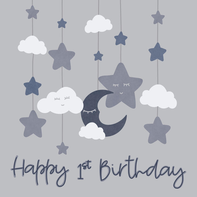 Happy 1st Birthday Stars And Clouds Confetti-exploding Greetings Card