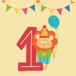 Zoo Animal Lion Age One Confetti-exploding Greetings Card