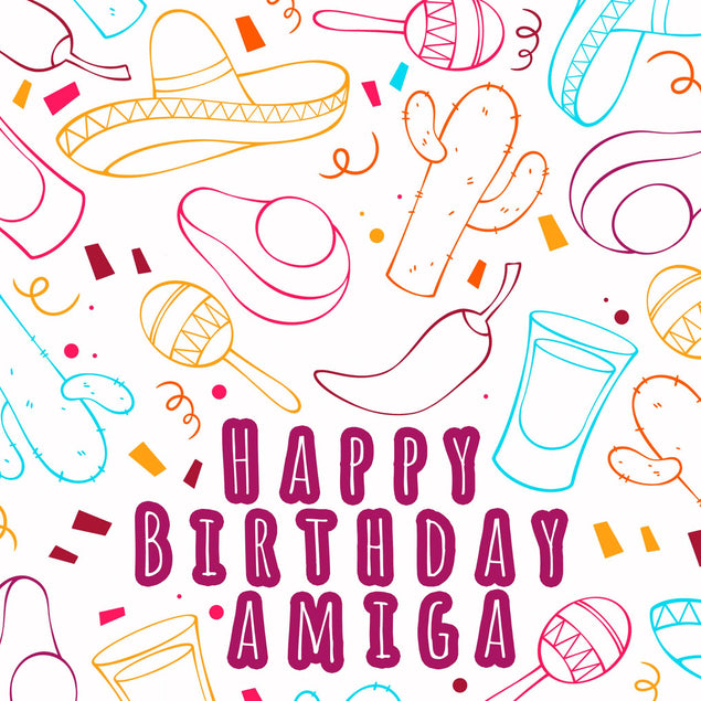 Happy Birthday Amiga Confetti-exploding Greetings Card