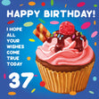 Sweet Cupcake Happy 37th Birthday Confetti-exploding Greetings Card