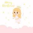 Merry Christmas Cute Little Angel In The Clouds Confetti-exploding Greetings Card