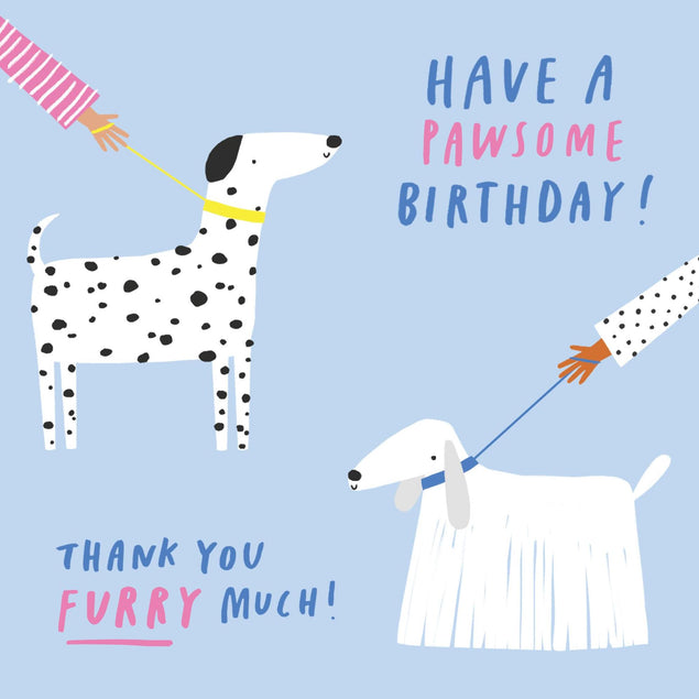 Dog Walkers Dalmatian And Afghan Hound Confetti-exploding Greetings Card