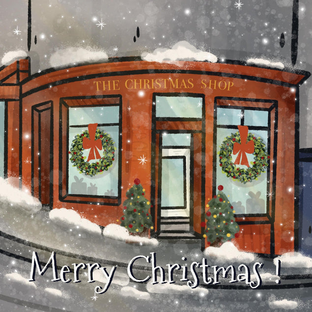 Edinburgh Street Shop Merry Christmas Confetti-exploding Greetings Card