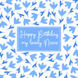 Blue Lovely Floral Print Happy Birthday Niece Confetti-exploding Greetings Card