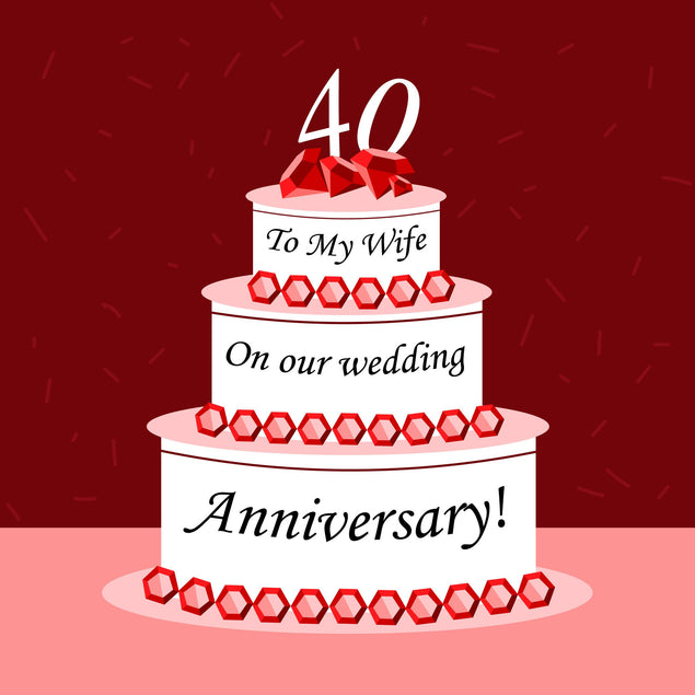 Ruby Cake Wedding Anniversary Confetti-exploding Greetings Card