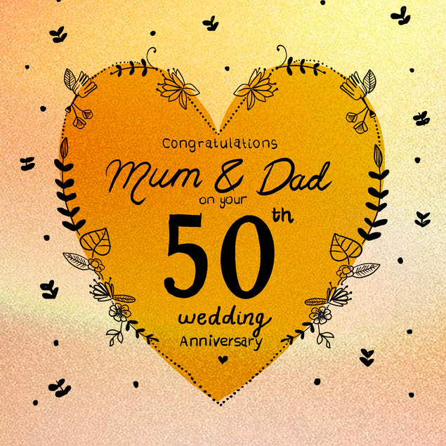Mum & Dad Happy Golden Wedding Anniversary Confetti-exploding Greetings Card