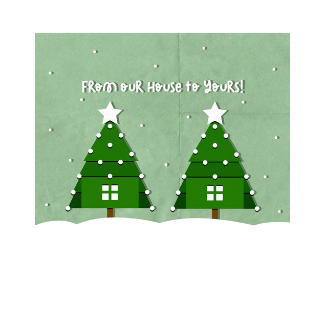Merry Christmas From Our House To Yours Christmas Trees Confetti-exploding Greetings Card