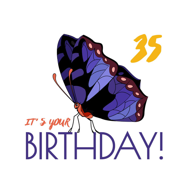 Blue Butterfly 35th Birthday Confetti-exploding Greetings Card