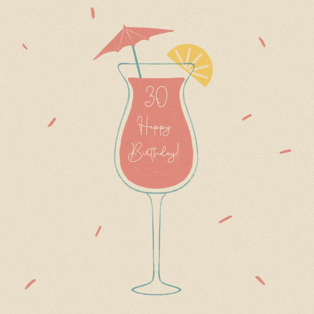 Minimalist Cocktail Happy 30th Birthday Confetti-exploding Greetings Card