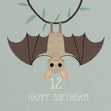 Cute Little Bat Happy 12th Birthday Confetti-exploding Greetings Card