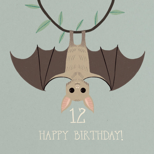 Cute Little Bat Happy 12th Birthday Confetti-exploding Greetings Card